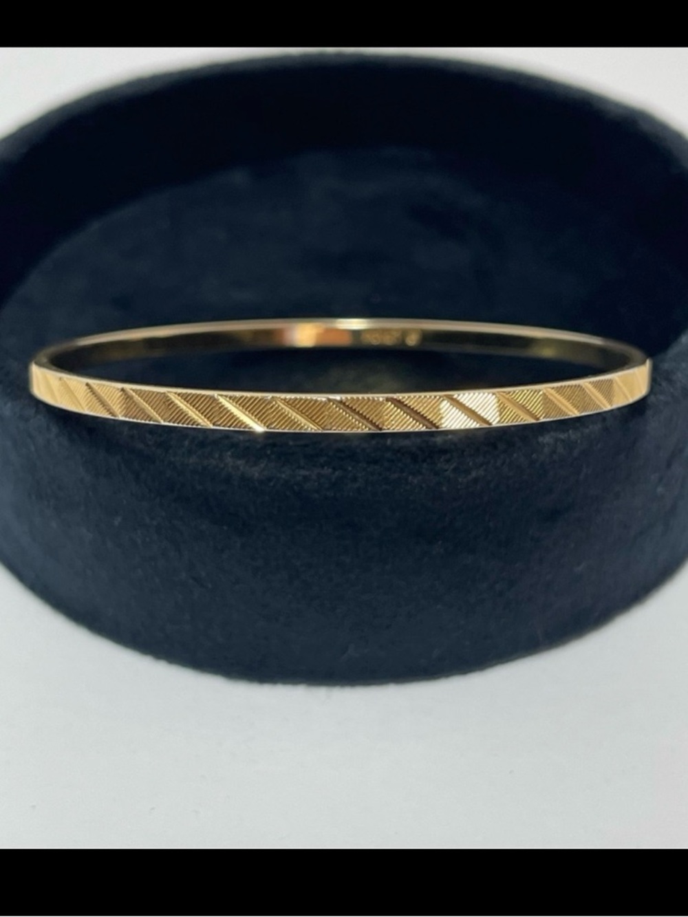 Monet Vintage Diamond Cut Diagonal Design Brushed Gold Plated Bangle Bracelet